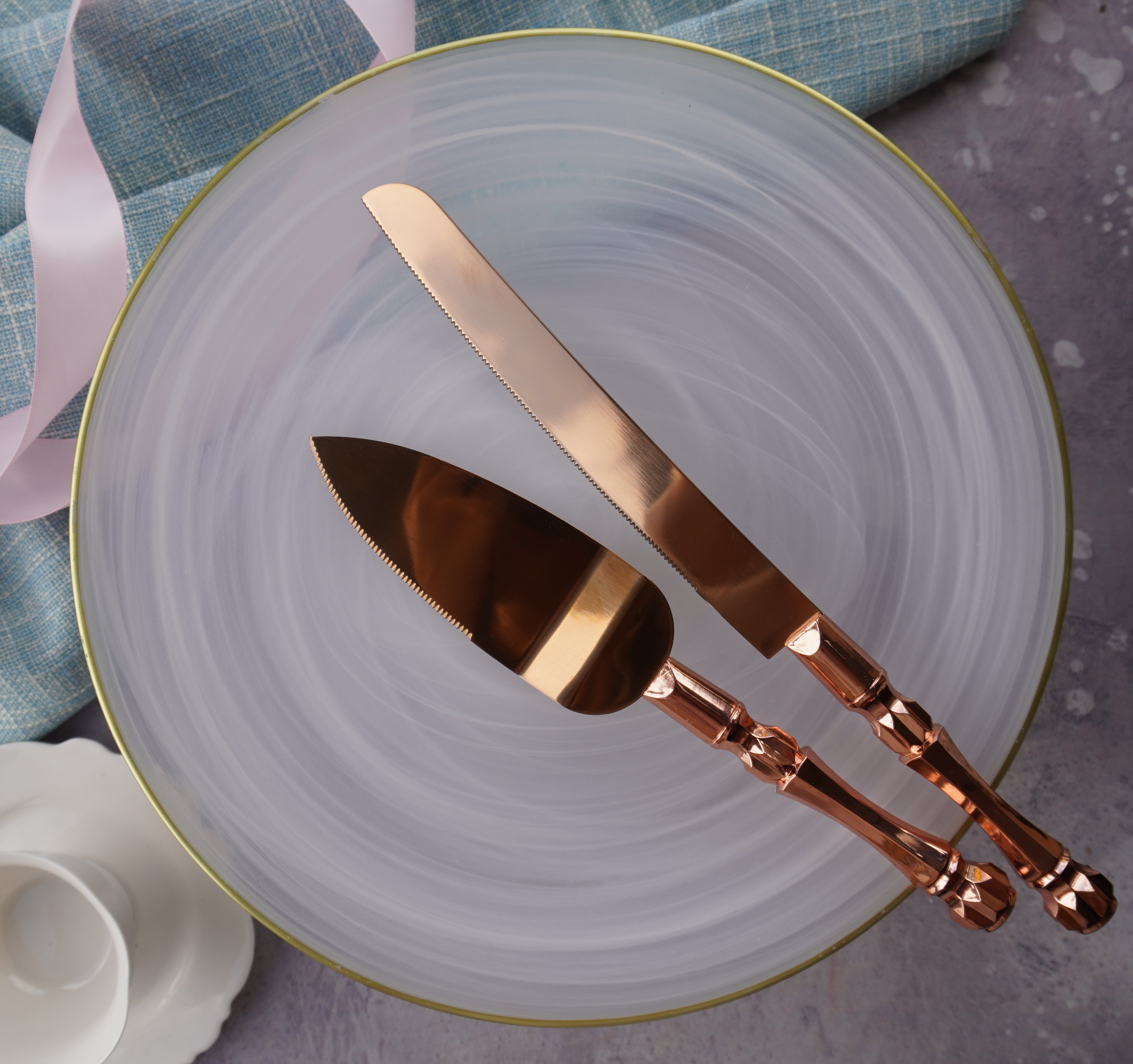 Rose Gold Cake Carving Set